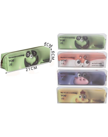 Estuche Escolar Animales Colores Surtidos x 4 Unds. Medida: 21 x 6 x 4 cm aprox