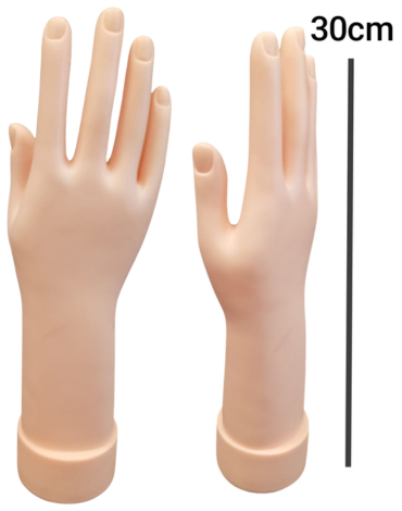 Mano de Maniquí Plástica Color Único x 4 Unds. Medida: 30 cm aprox.