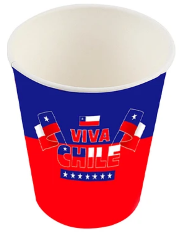 12 Set Vasos de Cartón Viva Chile (1 Set Trae: 6 PCS) Medida: 300 ml aprox.