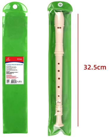 Flauta Dulce Escolar con Funda x 12 Unds. Medida: 32.5 cm aprox.