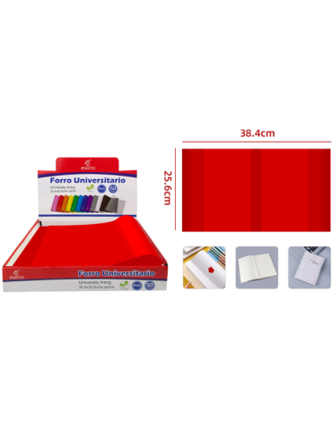 Forro de Cuaderno College Color Rojo x 50 Unds. Medida: 38.4 x 25.6 cm aprox.