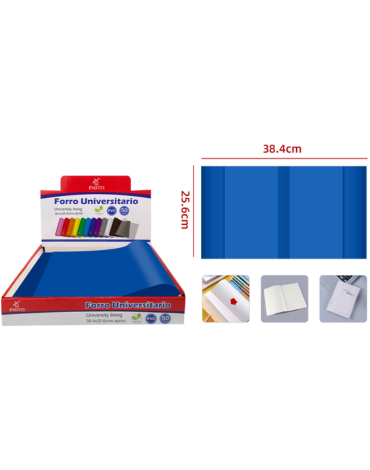 Forro de Cuaderno College Color Azul x 50 Unds. Medida: 38.4 x 25.6 cm aprox.
