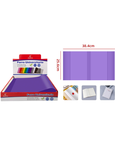 Forro de Cuaderno College Color Morado x 50 Unds. Medida: 38.4 x 25.6 cm aprox.
