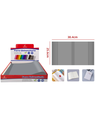 Forro de Cuaderno College Color Gris x 50 Unds. Medida: 38.4 x 25.6 cm aprox.