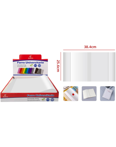 Forro de Cuaderno College Color Blanco x 50 Unds. Medida: 38.4 x 25.6 cm aprox.