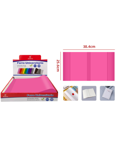 Forro de Cuaderno College Color Rosado x 50 Unds. Medida: 38.4 x 25.6 cm aprox.
