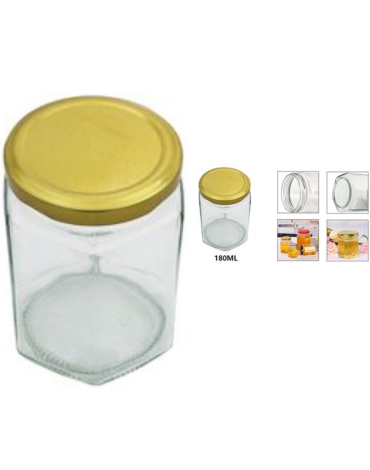Frasco de Vidrio con Tapa x 24 Unds. Medida: 180 ml aprox.