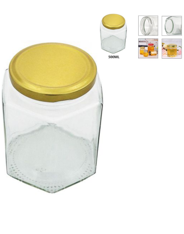 Frasco de Vidrio con Tapa x 24 Unds. Medida: 500 ml aprox.