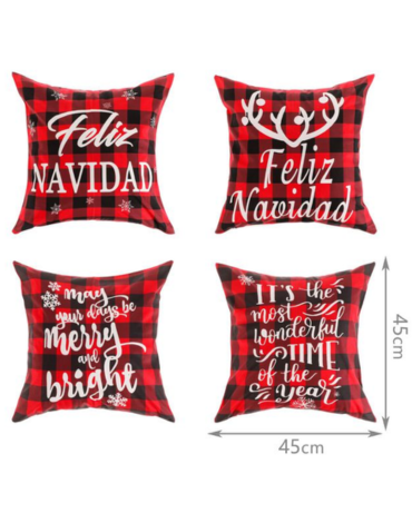 Funda de Cojín Navideño Modelos Surtidos x 6 Unds. Medida: 45 x 45 cm aprox.