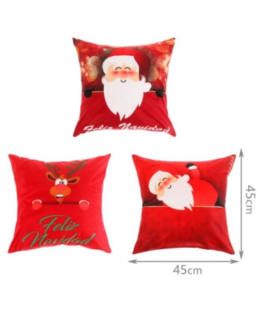 Funda de Cojín Navideño Modelos Surtidos x 6 Unds. Medida. 45 x 45 cm aprox.