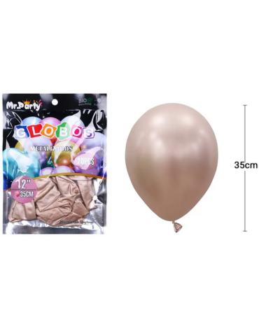 4 Set Globos Cromados Color Champagne (1 Set Trae 20 PCS) Medida: 12 "