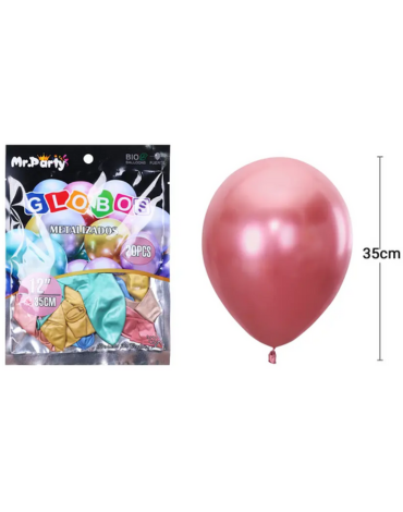 4 Set Globos Cromados Colores Surtidos (1 Set Trae 20 PCS) Medida: 12 "