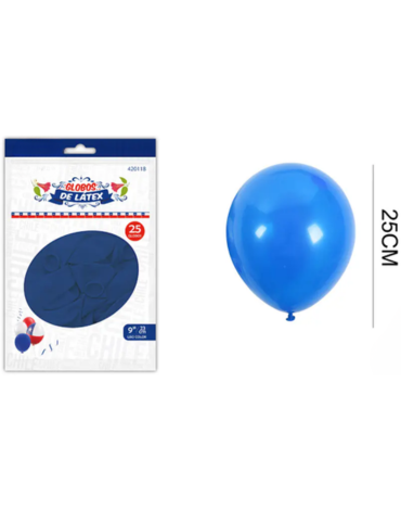6 Set de Globos Látex Color Azul (1 Set Trae 25 PCS) Medida: 25 cm aprox.