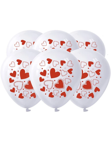 12 Set Globos de Látex con Corazones (1 Set Trae: 6 PCS)
