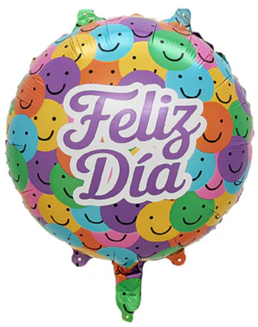 Globo Metálico "Feliz Día" Caritas x 24 Unds. Medida: 45 cm aprox