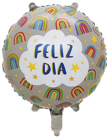 Globo Metálico "Feliz Día" Arcoíris x 24 Unds. Medida: 45 cm aprox