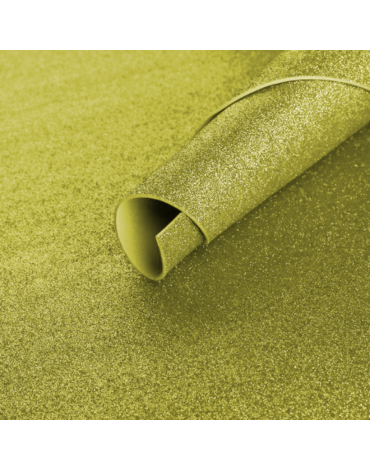 Pliego de Goma Eva con Glitter Color Dorado x 10 Unds. Medida: 40 x 60 cm aprox.