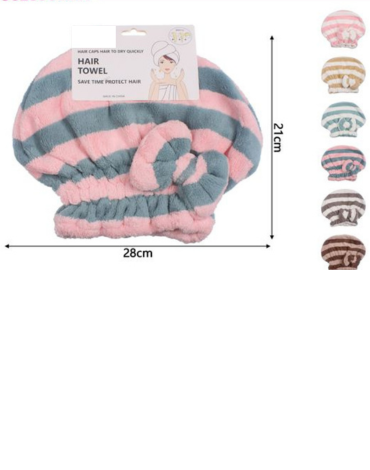 Gorro Toalla para Cabello x 12 Unds.Medida : 21 x 28 cm aprox.