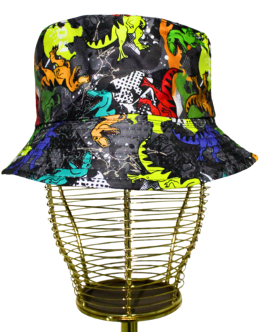 Gorro Pescador Infantil Diseño Dino Gris x 6 Unds.