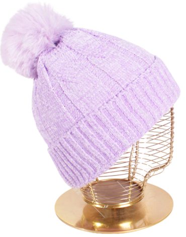 Gorro Chenille Color Lila x 6 Unds.