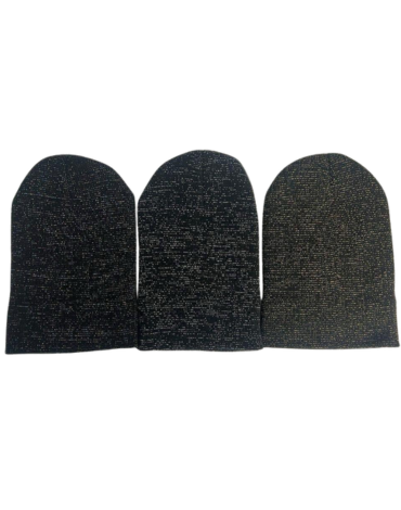 Gorro con Brillos Color Negro x 12 Unds. Talla: Estandar