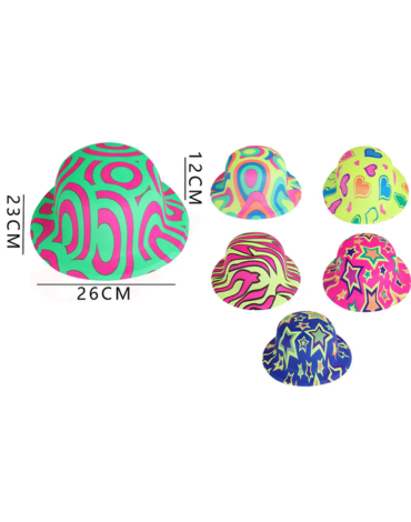 Gorro de Fiesta Fluorescente Modelos Surtidos x 24 Unds. Medida: 23 x 26 x 12 cm aprox.