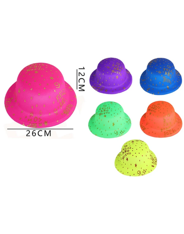 Gorro Fluor Feliz Año Colores Surtidos x 12 Unds. Medida: 23 x 26 x 15 cm aprox.