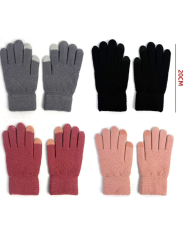 Guantes Táctil de Mujer Colores Surtidos x 12 Pares. Medida: 20 cm aprox.
