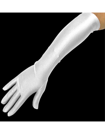 Guantes Largos Liso Color Blanco x 12 Pares. Medida: 45 cm aprox.