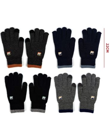 Guantes Puño de Hombre Colores Surtidos x 12 Pares. Medida: 22 cm aprox.