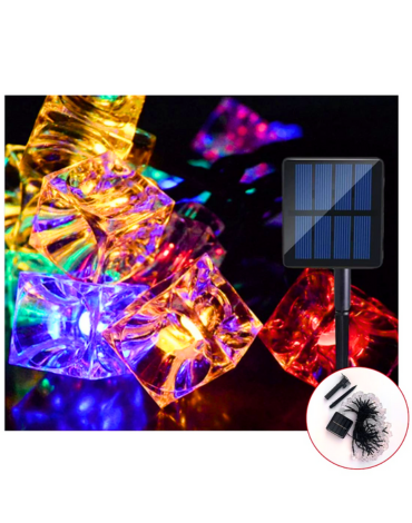 Guirnalda 50 Luces Solares Cubo de Hielo x 12 Unds. Medidas: 9 m aprox.