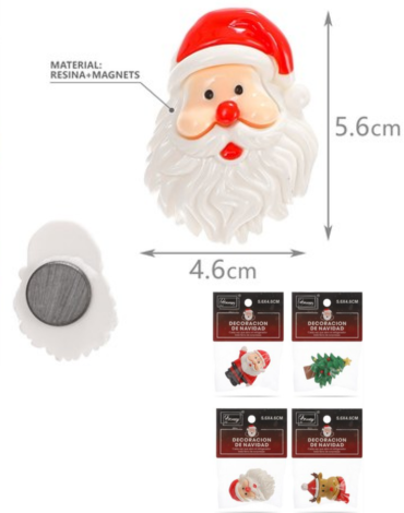 Imán de Resina Navideño Modelos Surtidos x 12 Unds. Medida: 4.6 x 5.6 cm aprox.