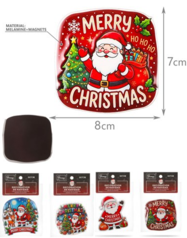 Imán de Melamina Navideño Modelos Surtidos x 12 Unds. Medida: 8 x 7 cm aprox.
