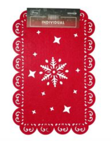 Individual de Navidad Diseño Copo x 12 Unds. Medida: 30 x 45 cm aprox.