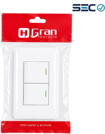 Interruptor de Pared Doble Color Blanco x 10 Unds.