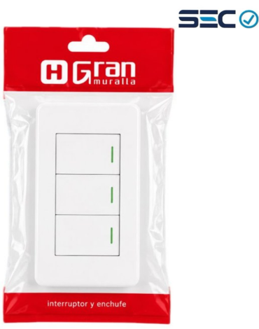 Interruptor de Pared Triple Color Blanco x 10 Unds.