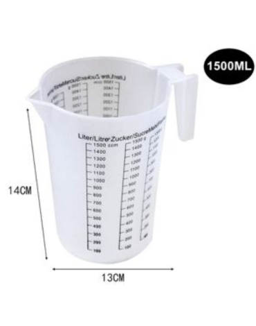 Jarra Plástica con Medida x 12 Unds. Medida: 1500 ml aprox.