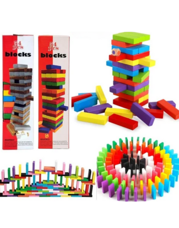 4 Set Juego Tipo Jenga (1 Set Trae 54 Pcs)