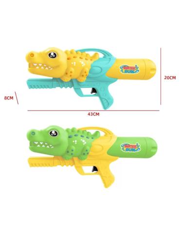 Pistola de Agua Cocodrilo Grande Juguete Infantil x 12 Unds. Medidas: 8 x 43 x 20 cm aprox.