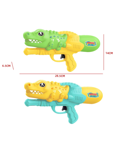 Pistola de Agua Cocodrilo Juguete Infantil x 12 Unds. Medidas: 6.5 x 28.5 x 14 cm aprox.