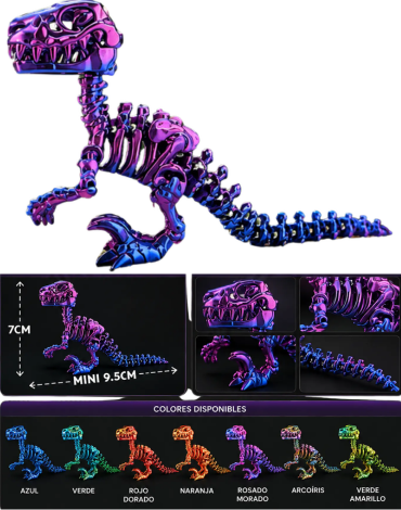 Figura Dinosaurio 3D Articulado Colores Surtidos x 12 Unds. Medida: 7 x 9.5 cm aprox.