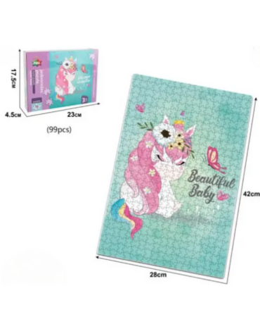 Rompecabezas de Unicornio 99 Piezas x 4 Unds. Medida: 28 x 42 cm aprox.