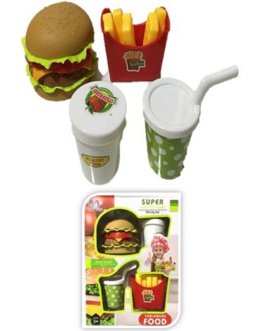 6 Set de Set Comida Rápida en caja. ( Set trae: 4 PCS) Medidas: 23 x 18 x 9 cm.