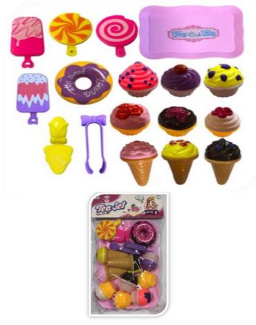 6 Set de Set Helados en bandeja. ( Set trae: 17 PCS) Medidas: 25 x 17.5 x 5.5 cm.