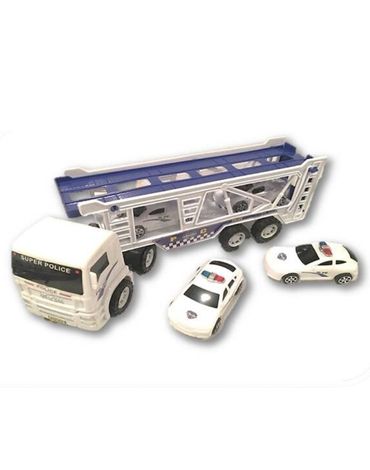 6 Set de Camión Tráiler Policial. Medidas : 13.5 x 33 x 6.5 cm aprox.