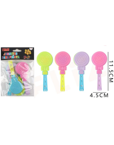 12 Set de Juguetes para Piñata (1 Set Trae 4 Pcs) Medida: 4.5*11.5  cm aprox
