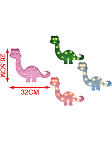 Lámpara Led Dinosaurios Colores Surtidos x 4 Unds. Medida: 3.3 x 26.5 x 32 cm aprox.