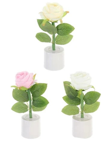 Lámpara de Rosas Colores Surtidos x 12 Unds. Medida: 5 x 17 cm aprox.