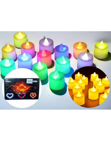 4 Set Velas Redonda Luz Led (1 Set trae 24 pcs )
