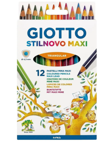 4 Caja Lápices de Colores Maxi Triangular Giotto (1 Caja Trae 12 PCS)